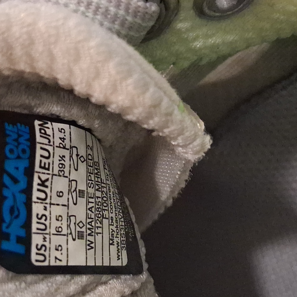 Hoka One Mafate Speed  Light Gray and Mint Running Shoes - Picture 6 of 6